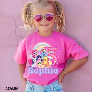 Petit anniversaire fille t-shirt personnalisé poney fête thème arc-en-ciel famille t-shirts assortis tenue cadeau pour fille cheval mignon tableau de bord princesse S116