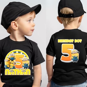 Custom Birthday Boy Shirt Yellow Mini Birthday Party Theme Shirt Personalized Tee Family Birthday Tee Gifts for birthday boys or Girl S133