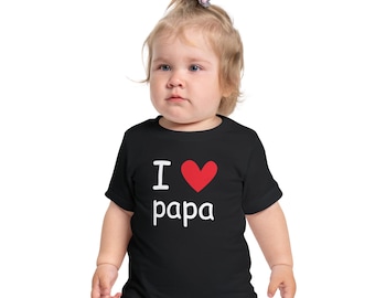 T-shirt manches courtes J'aime papa bébé, t-shirt papa bébé, chemise pour tout-petits fête des pères, chemise familiale assortie, tenue papa bébé