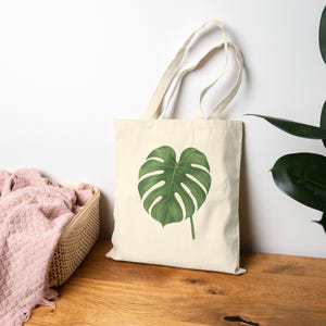 Tropical Leaf Tote Bag, Monstera Leaf Eco-Friendly Shopping Bag, Reusable Grocery Bag, Gift for Plant Lovers, Nature-Inspired Style