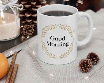 Keramische mok Good Morning, 11 oz - unieke koffiekop, theemok, leuk cadeau-idee, keukendecor, mok op kantoor