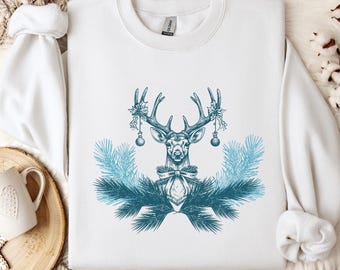 Stoische Rentier und Weihnachten Schleife Sweatshirt, elegante