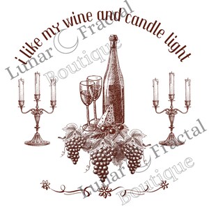 J'aime mon vin et mon téléchargement numérique aux chandelles au format png, jpg et svg, conception drôle d'amateur de vin, conception de soirée vin romantique de style vintage
