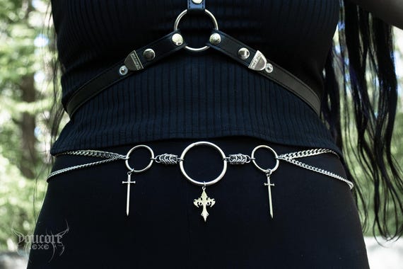 Gothic Chainmail Crossbody Belt: Stainless Steel Byzantine  display picture 1