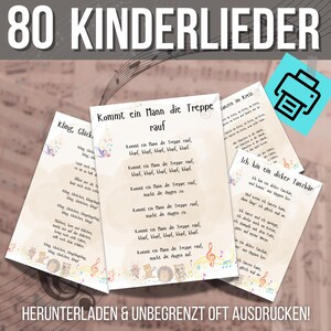 80 canciones infantiles para imprimir | Descarga instantánea en formato PDF A4 | Actividad para preescolar | Canciones infantiles para profesores de preescolar
