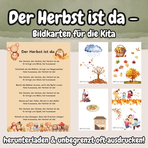 Das Lied „Der Herbst ist da“ – Bildkarten für Kita und Kindergarten | Herbstlied visualisieren | PDF zum Ausdrucken | A4
