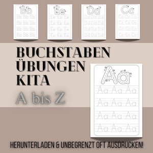 Ejercicios de escritura de letras de la A a la Z para niños | Hojas de trabajo del alfabeto | Aprende a escribir | Plantillas PDF para imprimir