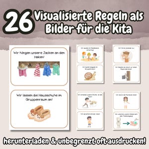 26 Visualisierte Regeln für die Kita | Pädagogisch wertvolle Regeln ohne „Nicht“ | A4 zum Ausdrucken & Laminieren
