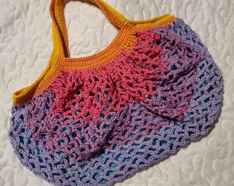 Crochet Rainbow Market bag