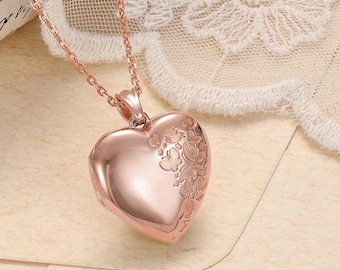 Butterfly Heart Locket, Unique Engraved Pendant, Romantic Keepsake Gift for Her