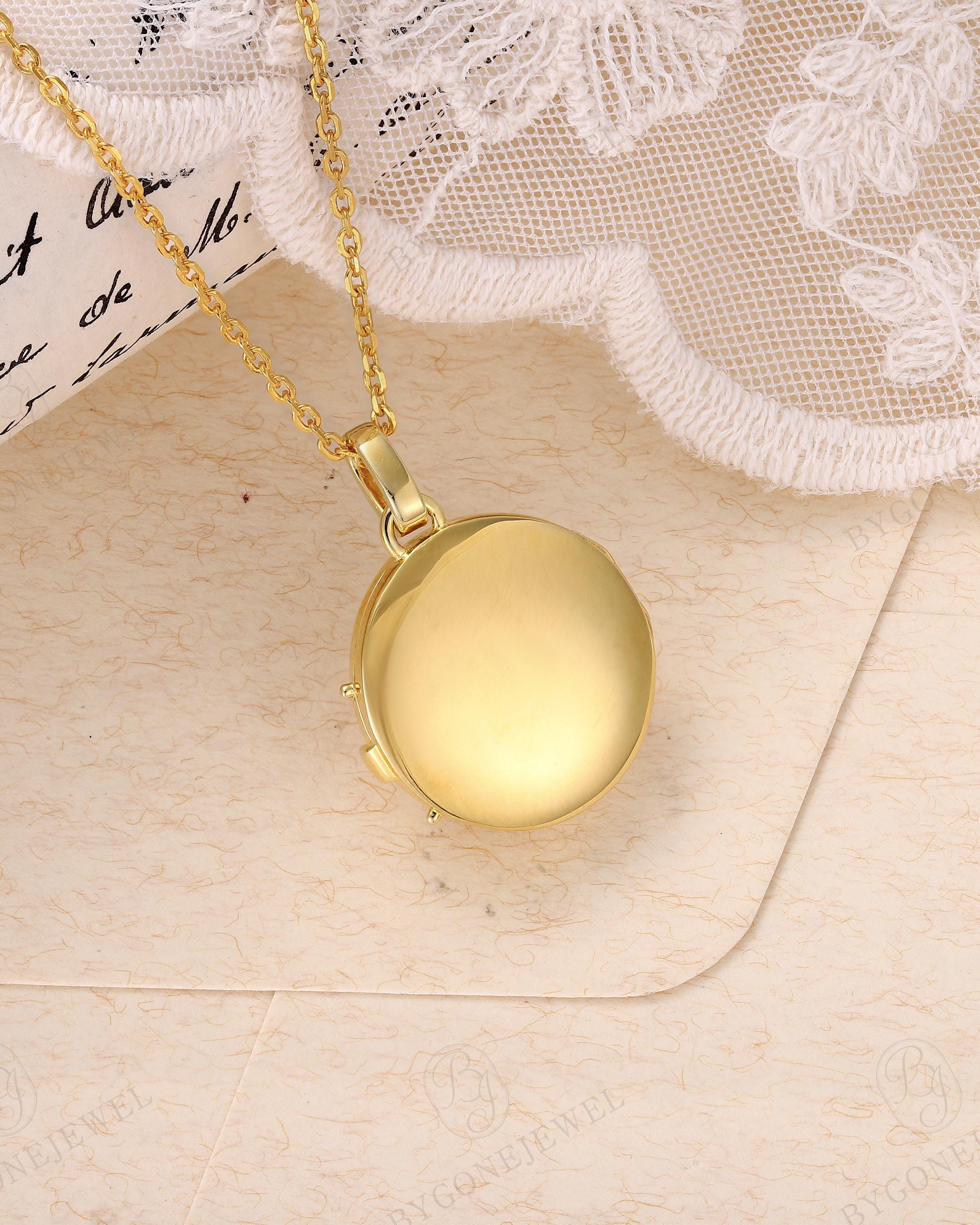 Crescent Moon Locket, Oval Photo Pendant Necklace, Personalized Lover's ...