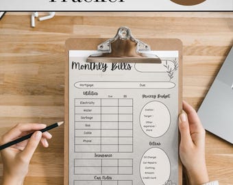 Monthly Bill Tracker: Home Finance Organizer (Digital Download)