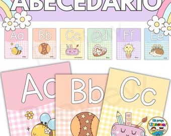 Spanish Alphabet Posters | Soft Pastel Classroom Decor for Preschool Kindergarten | Carteles del Abecedario en Español