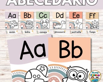 Boho Rainbow Alphabet Posters in Spanish – Carteles del Abecedario para Aula -  Alfabeto en Español  | Spanish Classroom Decor