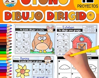 Imprimibles de Otoño en Español - Fall Activities in Spanish - How to Draw & Creative Writing for Preschool, Kindergarten, Homeschool