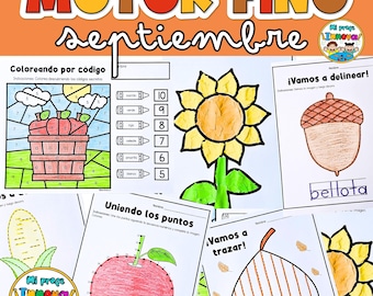 Actividades de Otoño en Español - Motricidad Fina - Fall Activities in Spanish for Preschool, Kindergarten & Homeschool - Fine Motor Skills
