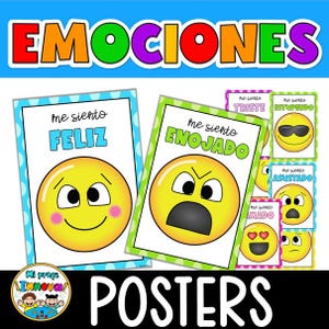 Feelings & Emotions Posters in Spanish – Printable Classroom Bright Decor | Pósters de Emociones en Español