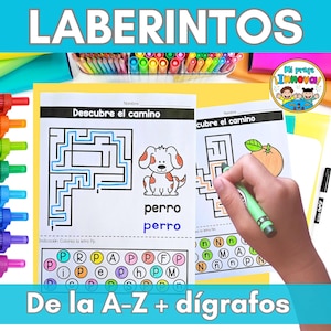 Spanish Alphabet Worksheets - Mazes Activities for Prechool Kindergarten & Homeschool - Imprimibles del Abecedario en Español - Alfabeto A-Z