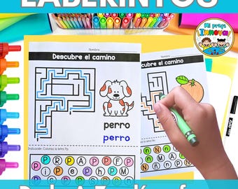 Spanish Alphabet Worksheets - Mazes Activities for Prechool Kindergarten & Homeschool - Imprimibles del Abecedario en Español - Alfabeto A-Z