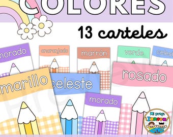 Spanish Color Posters | Carteles de los Colores en Español | Soft Pastel Classroom Decor | Preschool Kindergarten