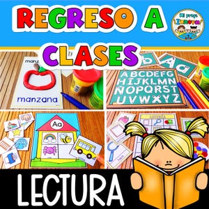 Back to School Literacy Centers in Spanish - Preschool Kindergarten & Homeschool - Regreso a Clases Imprimibles de Lectoescritura