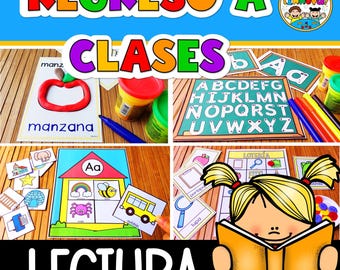 Back to School Literacy Centers in Spanish - Preschool Kindergarten & Homeschool - Regreso a Clases Imprimibles de Lectoescritura