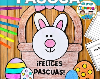 Easter Craft in Spanish – Bunny Basket Printable for Kids – Writing Prompt & Craft Activity