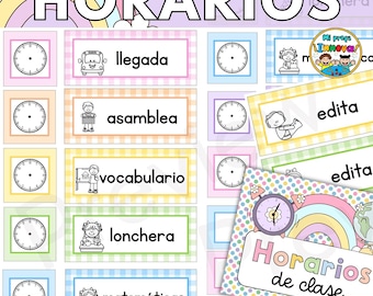 Spanish Daily Schedule Cards Editable | Tarjetas de Horario | Visual Schedule | Soft Pastel Classroom Decor