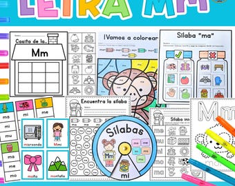 Letter M in Spanish – Syllables Worksheets for Preschool & Kindergarten | Sílabas en Español Letra M