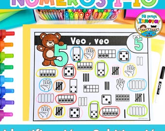 Los Números del 1 al 10  - I Spy Subitizing Worksheets in Spanish | Numbers 1 to 10 Activities for Preschool & Kindergarten