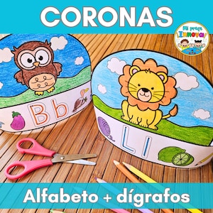 Coronas Imprimibles del Abecedario en Español - Spanish Alphabet Crowns Printables for Preschool Kindergarten & Homeschool - Lectoescritura