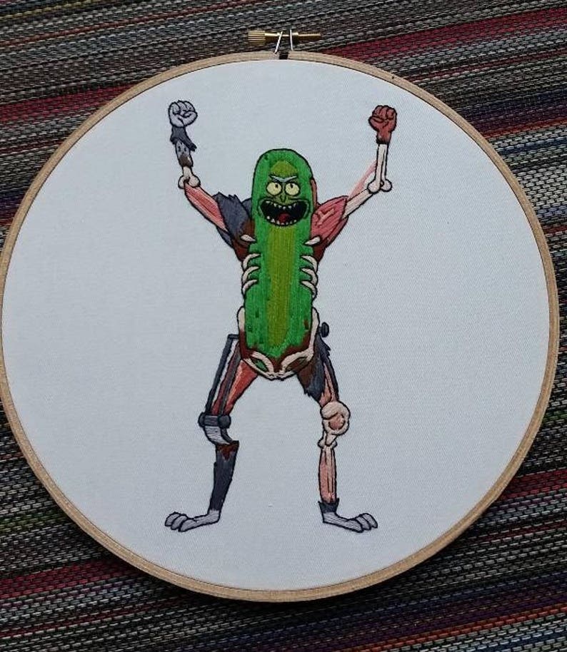 Pickle Rick rat suit hand embroidery Etsy