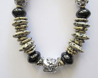 Dalmatian Jasper and Black Onyx Necklace is Fun & Sophisticated!