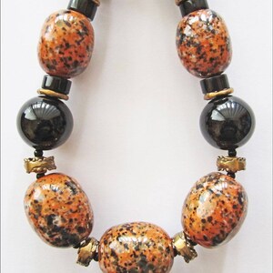 Black Onyx and Kazuri Speckled Kalahari Necklace image 4