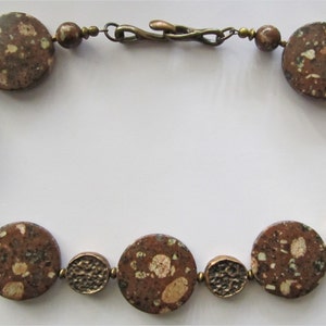 Striking Brown and Peach Madagascar Mica and Bronze Necklace image 2