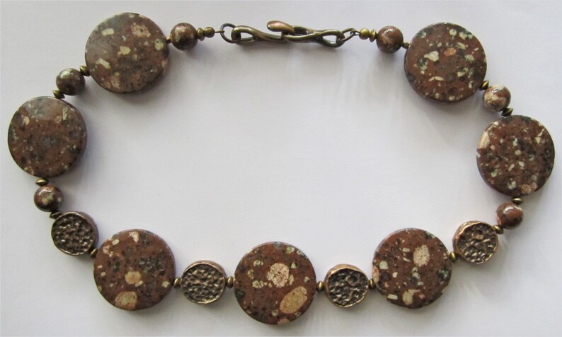 Striking Brown and Peach Madagascar Mica and Bronze Necklace image 2