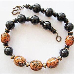 Black Onyx and Kazuri Speckled Kalahari Necklace image 5