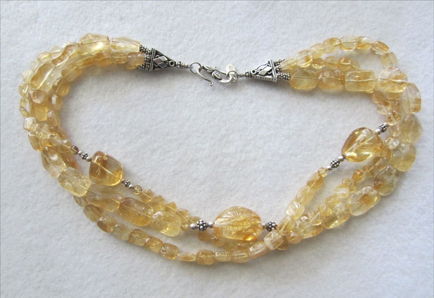 Citrine Multistrand Necklace Sparkles Etsy