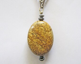 Brown Picture Jasper Pendant on a Sterling Silver Chain