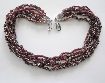 Dramatic Red Garnet Six-Strand Necklace