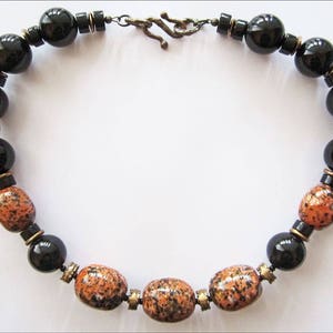 Black Onyx and Kazuri Speckled Kalahari Necklace image 1