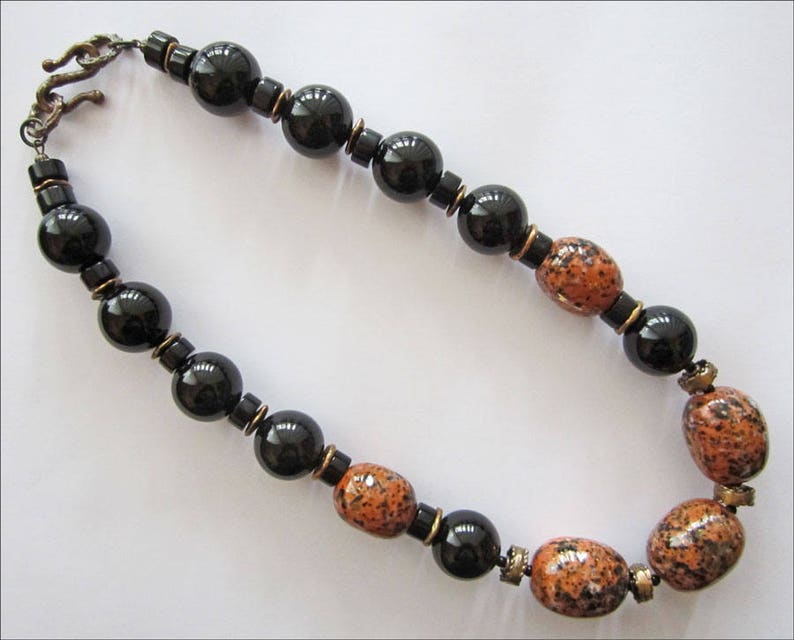 Black Onyx and Kazuri Speckled Kalahari Necklace image 3