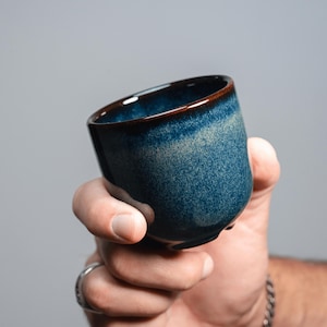 Set (2 cups+): Handmade Ceramic Cup – 7.4 oz (220 ml) | Deep Blue