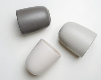 Taza/taza hecha a mano, 9 fl oz Cappuccino Gris Piedra