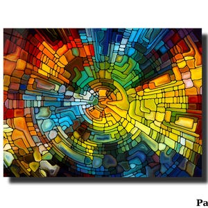 Colorful Abstract Stained Glass Art Panel, Modern Wall Art Prints, Stained Glass Window Hanging Decor Panel Gift, Home Wall Art Decor Gift