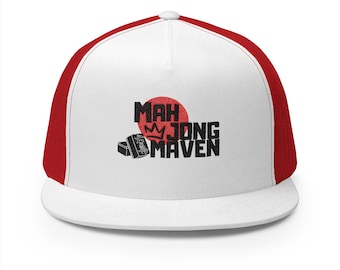 Mahjong Maven 5 Panel Trucker Cap, Mahjong Embroidered Hat Mahjongg Gift Mahjong Gift for Her
