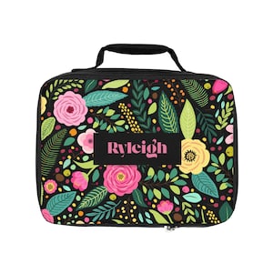 Floral Personalized Lunch Bag, Personlized Lunchbox, Back to School Accessory, Monogrammed Lunch Tote