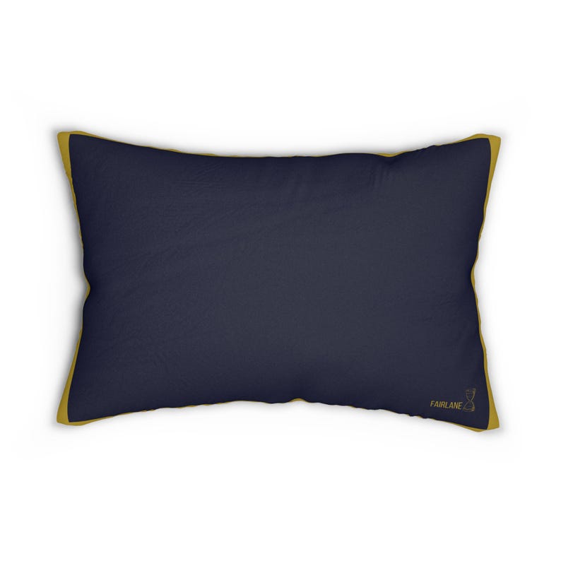No olvides que vas a morir, almohada lumbar azul marino y dorada con diseño de panal de abeja, 20x14 imagen 2