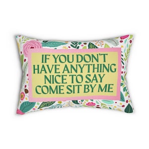 If You Don&#39;t Have Anything Nice to Say Come Sit By Me Decorative Pillow Furbish Inspired PIllow
