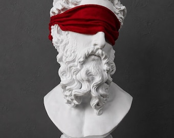 Blindfolded Hercules Bust, Greek Mythology Statue, Modern Sculpture, Home Office Decoration